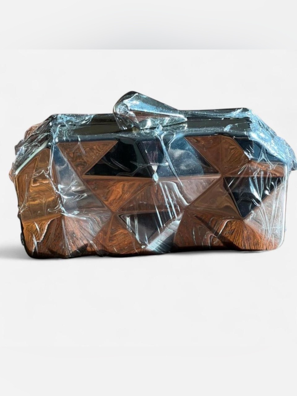 NWT Silver Geometric Mirror Clutch Crossbody Bag
